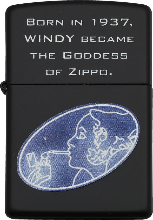 Zippo Lighter Windy Black Matte Dimensions: 1.44" x 2.25" 41795 -Zippo - Survivor Hand Precision Knives & Outdoor Gear Store