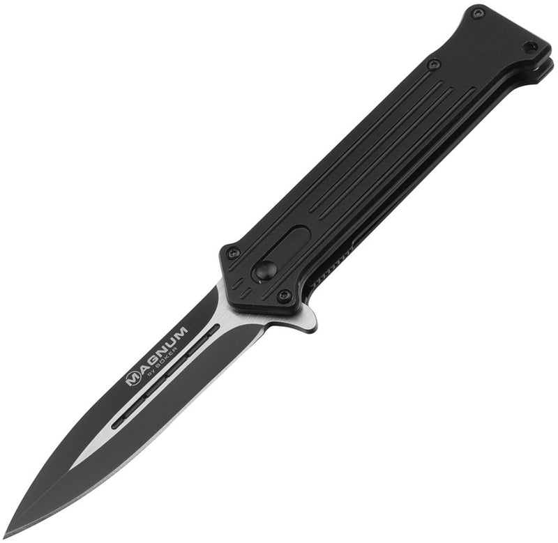 Boker Magnum Intricate Linerlock A/O Folding Knife 3.5" 440A Steel Blade Black Aluminum Handle 01LL322 -Boker Magnum - Survivor Hand Precision Knives & Outdoor Gear Store