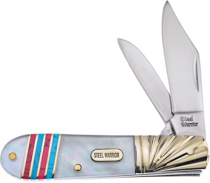 Frost Cutlery Barlow Pocket Knife Stainless Steel Blades Mother Of Pearl/Stone Handle W163MPRB -Frost Cutlery - Survivor Hand Precision Knives & Outdoor Gear Store