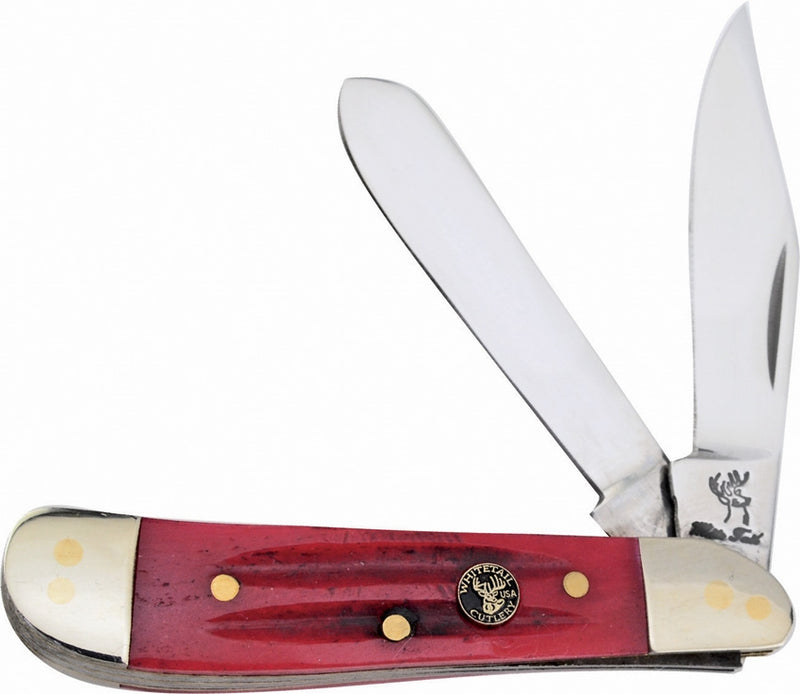 Frost Cutlery Dog Leg Trapper Pocket Knife Stainless Steel/Clip/Spey Blades Red Second Cut Bone Handle T975RSC -Frost Cutlery - Survivor Hand Precision Knives & Outdoor Gear Store