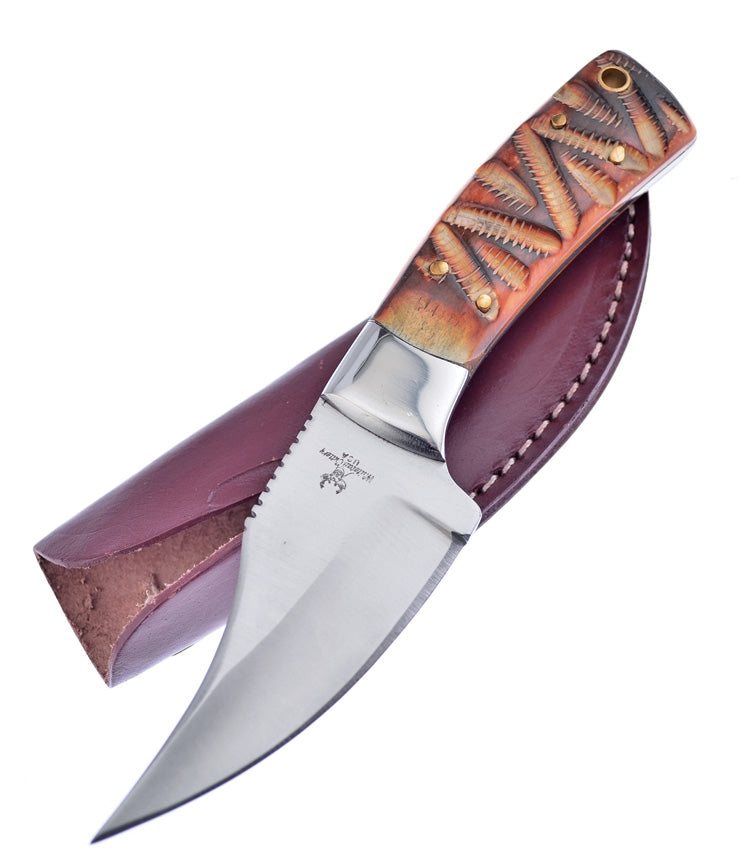 Frost Cutlery Chainsaw Skinner Fixed Knife 3.5" Stainless Steel Blade Brown Jigged Bone Handle T1104 -Frost Cutlery - Survivor Hand Precision Knives & Outdoor Gear Store