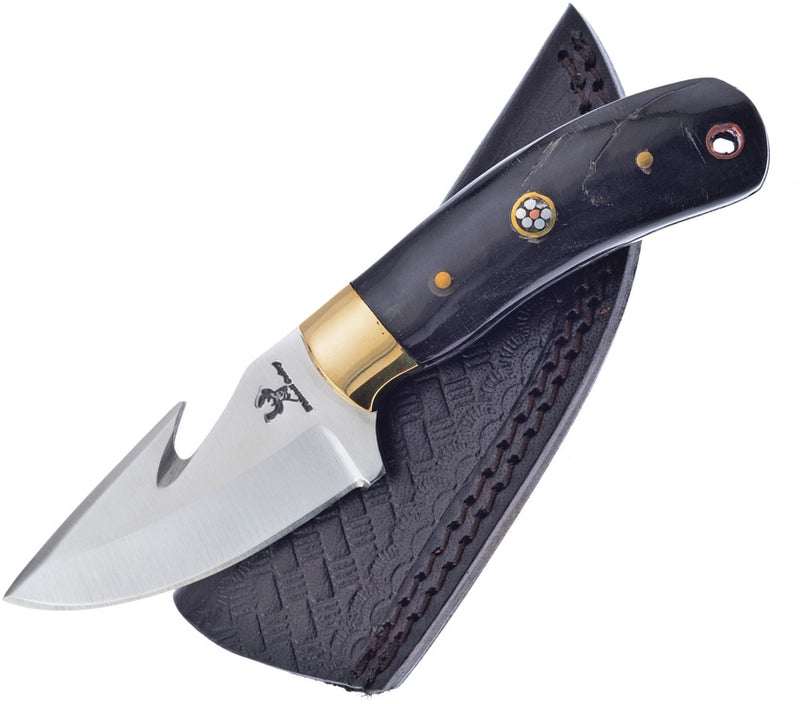 Frost Cutlery Guthook Fixed Knife 3.25" Stainless Steel Blade Brass Bolster/Horn Handle T1123 -Frost Cutlery - Survivor Hand Precision Knives & Outdoor Gear Store