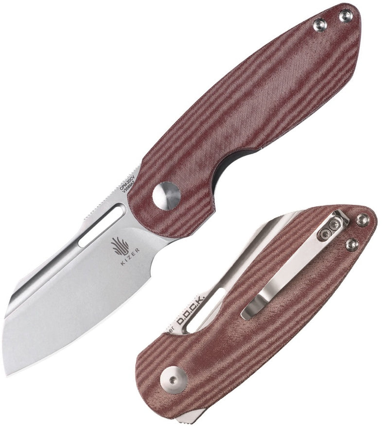 Kizer Cutlery October Folding Knife 3" CPM-20CV Steel Blade Red Micarta Handle V3569A2 -Kizer Cutlery - Survivor Hand Precision Knives & Outdoor Gear Store