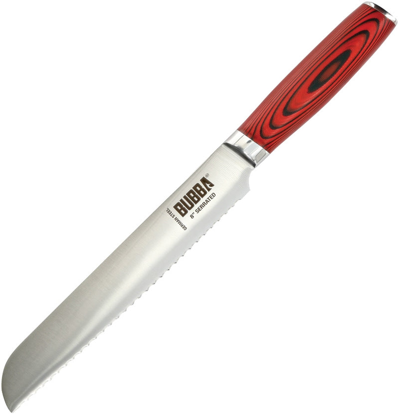 Bubba Blade Kitchen Knife 8" Serrated Stainless Steel Blade Black / Red G10 Handle 1114267 -Bubba Blade - Survivor Hand Precision Knives & Outdoor Gear Store