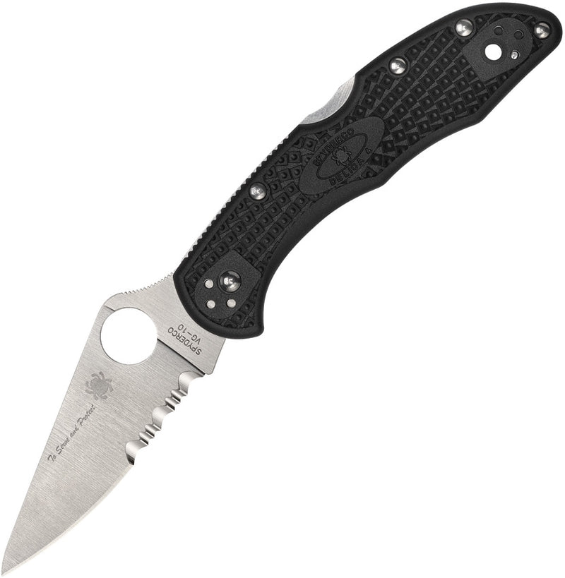 Spyderco Delica 4 Lightweight Folding Knife 2.90" Part Serrated VG-10 Steel Blade FRN Handle 11FPSBKBL -Spyderco - Survivor Hand Precision Knives & Outdoor Gear Store