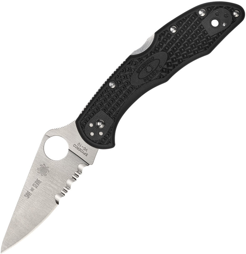 Spyderco Delica 4 Lightweight Folding Knife 3" Part Serrated VG-10 Steel Blade FRN Handle 11FPSBKRD -Spyderco - Survivor Hand Precision Knives & Outdoor Gear Store