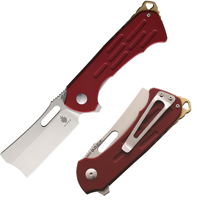 Kizer Cutlery Quatch Folding Knife 3" N690 Steel Blade Red Micarta Handle V3574N2 -Kizer Cutlery - Survivor Hand Precision Knives & Outdoor Gear Store