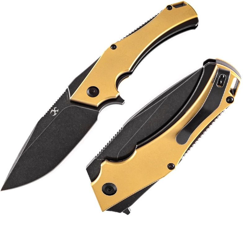 Kansept Helix Frame Folding Knife 3.75" D2 Tool Steel Blade Stainless / Brass Handle 1008B2 -Kansept Knives - Survivor Hand Precision Knives & Outdoor Gear Store