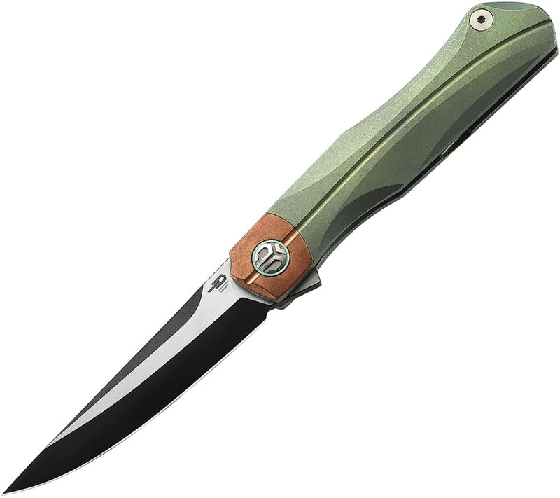 Bestech Knives THYRA Folding Knife 3.5" M390 Steel Blade Green Titanium/Copper Handle T2106E -Bestech Knives - Survivor Hand Precision Knives & Outdoor Gear Store