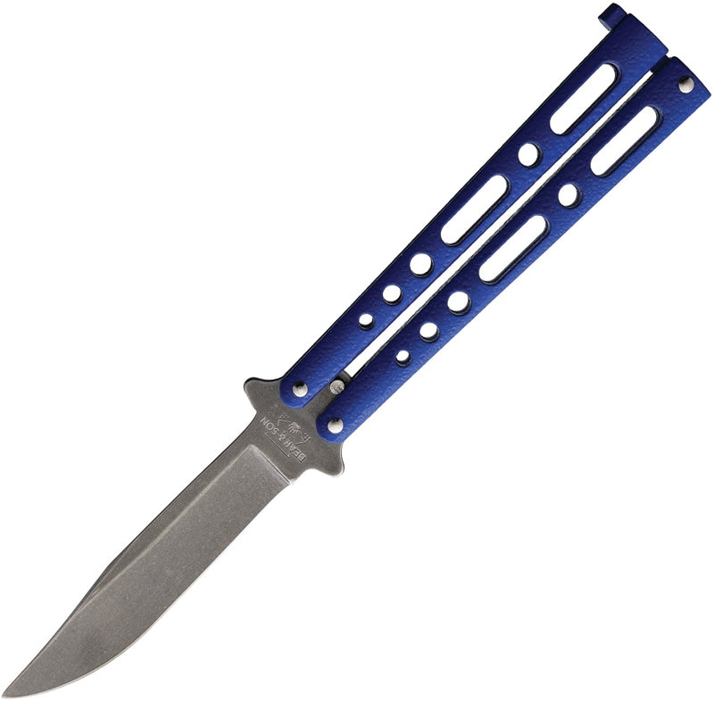 Bear & Son Butterfly Folding Knife 3.75" Stainless Steel Blade Blue Zinc Handle 117BLSW -Bear & Son - Survivor Hand Precision Knives & Outdoor Gear Store