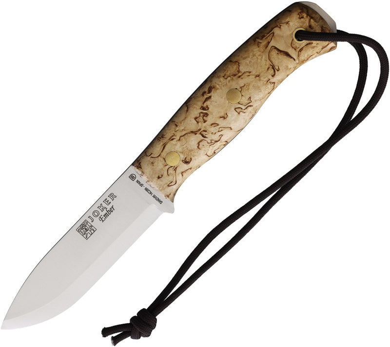 Joker Ember Bushcraft Fixed Knife 4" 14C28N Steel Full Tang Blade Curly Burch Handle RCL122P -Joker - Survivor Hand Precision Knives & Outdoor Gear Store