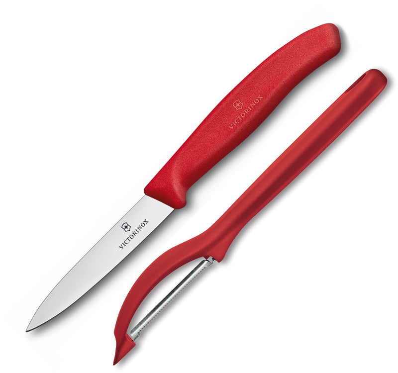 Victorinox Pairing Knife/Peeler Pillow Kitchen Knife 3.25" Stainless Blade Red Polymer Handle 76075X7 -Victorinox - Survivor Hand Precision Knives & Outdoor Gear Store