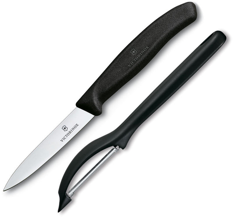 Victorinox Pairing/Peeler Black Pillow Kitchen Knife 3.25" Stainless Blade Polymer Handle -Victorinox - Survivor Hand Precision Knives & Outdoor Gear Store