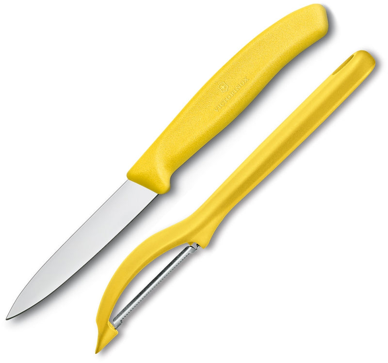 Victorinox Pairing Knife/Peeler Combo Kitchen Knife 3.25" Stainless Blade Yellow Polymer Handle 760758X1 -Victorinox - Survivor Hand Precision Knives & Outdoor Gear Store