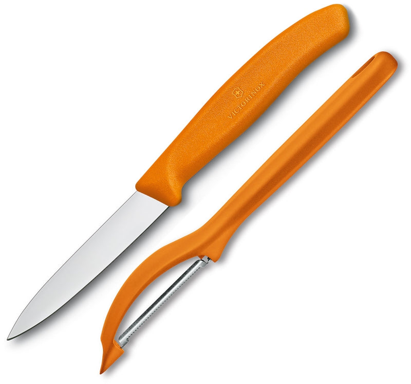 Victorinox Pairing Knife/Peeler Combo Kitchen Knife 3.25" Stainless Steel Blade Orange Polymer Handle 760759X1 -Victorinox - Survivor Hand Precision Knives & Outdoor Gear Store