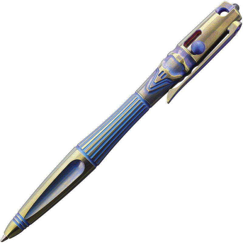 Rike Knife Pen Pocket Clip / Bolt Action Golden And Blue One Piece Titanium Construction R02GB -Rike Knife - Survivor Hand Precision Knives & Outdoor Gear Store