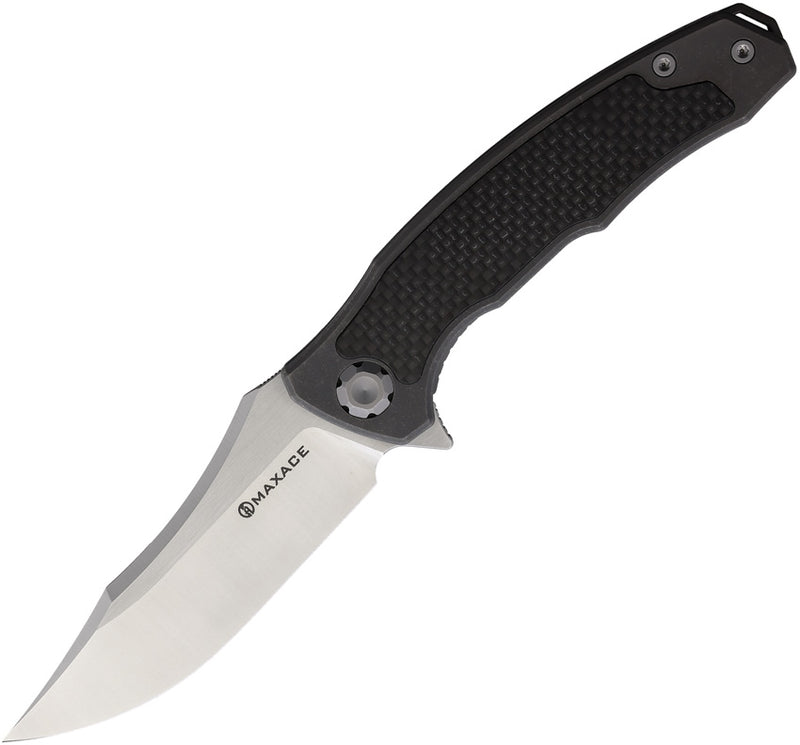 Maxace Halictus Folding Knife 4" Bohler M390 Steel Blade Gray Titanium/Carbon Fiber Handle XMHLT202 -Maxace - Survivor Hand Precision Knives & Outdoor Gear Store