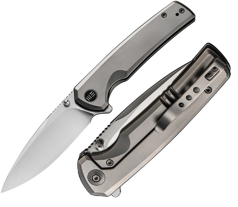 We Knife Co Frame Folding Knife 3.5" CPM-20CV Steel Blade Gray Titanium Handle 21014C1 -We Knife Co - Survivor Hand Precision Knives & Outdoor Gear Store