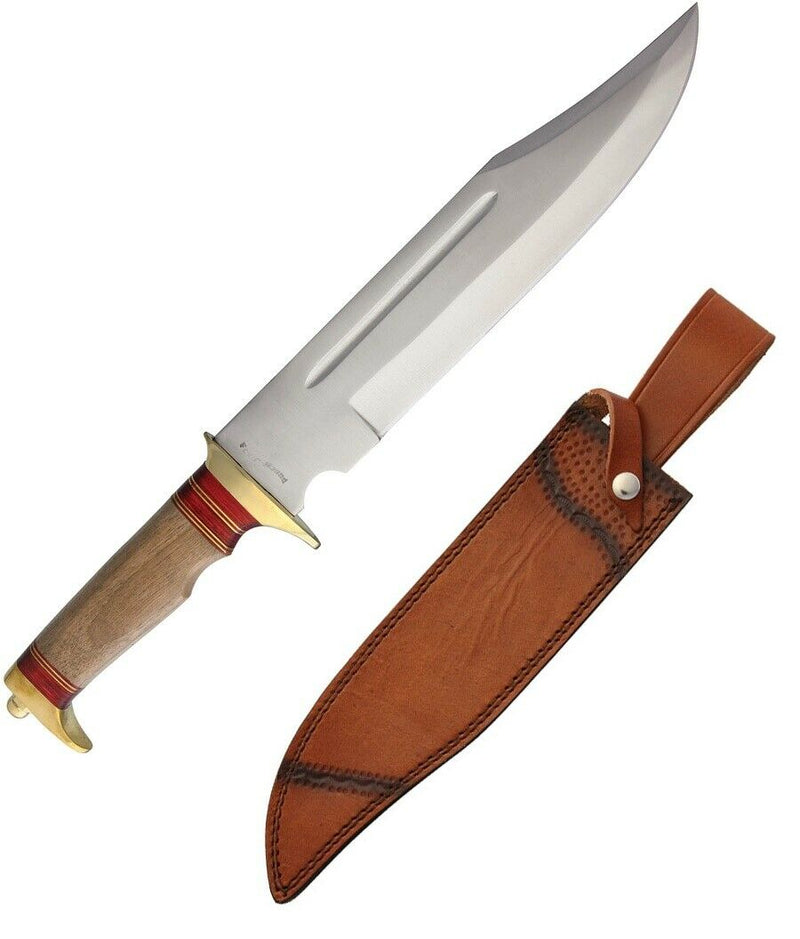 Fox-N-Hound Bowie Fixed Knife 11.5" Stainless Blade Brown/Red Pakkawood Handle 120 -Fox-N-Hound - Survivor Hand Precision Knives & Outdoor Gear Store