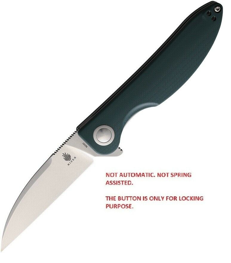 Kizer Cutlery Sway Back Folding Knife 3" N690 Steel Blade Green G10 Handle V3566N5 -Kizer Cutlery - Survivor Hand Precision Knives & Outdoor Gear Store