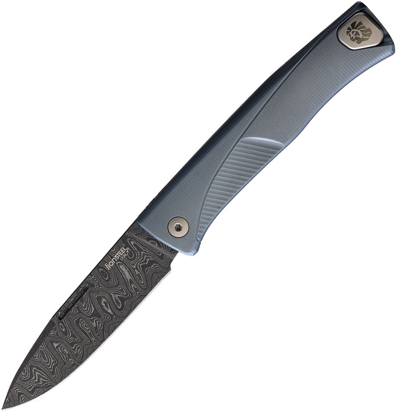 LionSTEEL Thrill Folding Knife 3.13" Damascus Steel Blade Blue Titanium Handle TTLDBL -LionSTEEL - Survivor Hand Precision Knives & Outdoor Gear Store