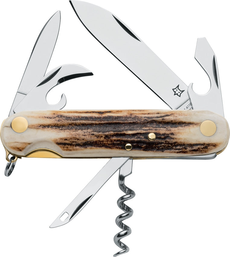 Fox Scout Multi Tool Pocket Knife Stainless Steel Blades Stag Handle 2266CE -Fox - Survivor Hand Precision Knives & Outdoor Gear Store