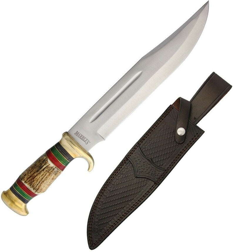 Marbles Bowie Fixed Knife 11.25" Stainless Steel Blade Stag Bone/Pakkawood Handle 574 -Marbles - Survivor Hand Precision Knives & Outdoor Gear Store