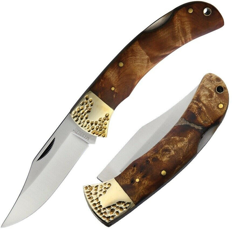 Marbles Large Lockback Folding Knife 3.5" Stainless Steel Blade Burl Wood Handle 562 -Marbles - Survivor Hand Precision Knives & Outdoor Gear Store