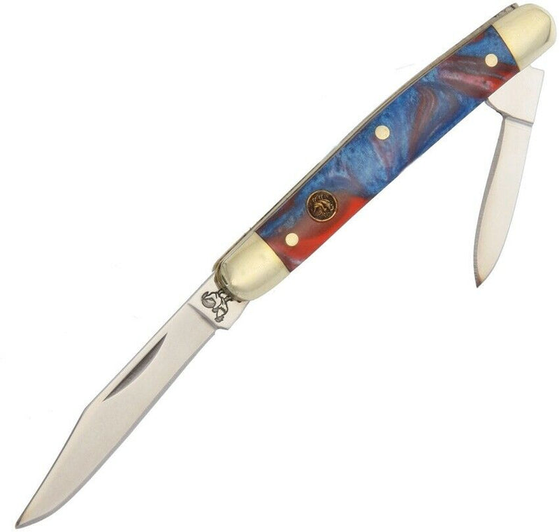 Hen & Rooster Pen Pocket Knife Stainless Steel Blades Red/White/Blue Corelon Handle 302STAR -Hen & Rooster - Survivor Hand Precision Knives & Outdoor Gear Store