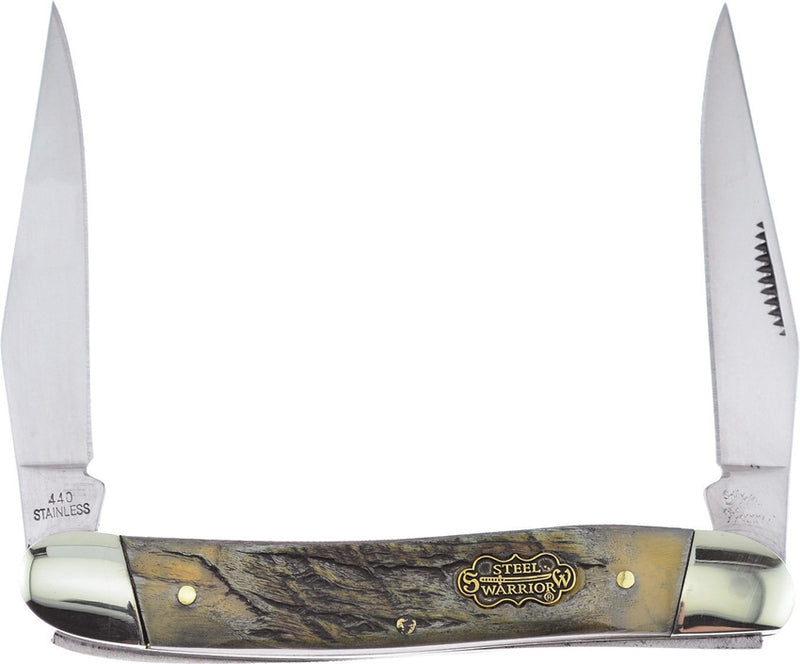 Frost Cutlery Muskrat Pocket Knife Stainless Steel Blades Ram's Horn Handle 122RH -Frost Cutlery - Survivor Hand Precision Knives & Outdoor Gear Store