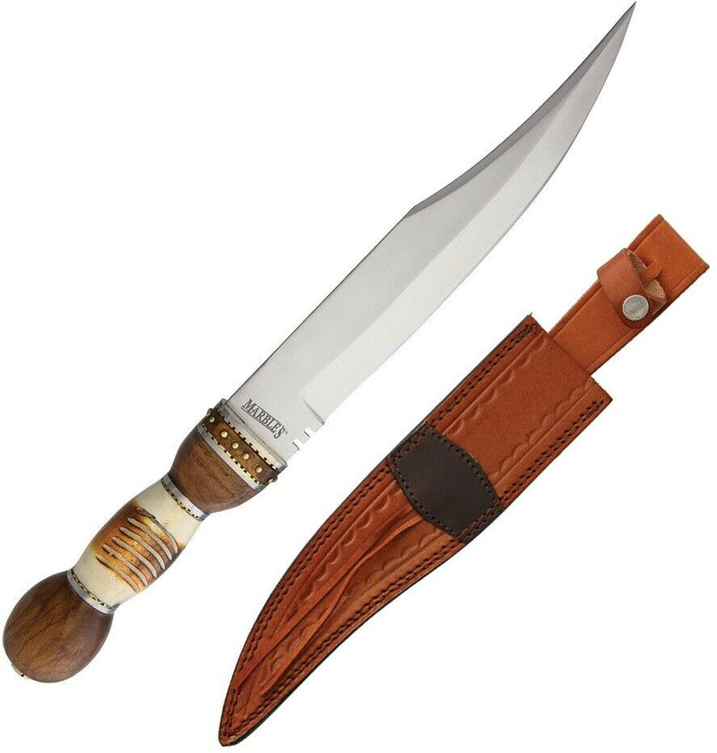 Marbles Bowie Fixed Knife 11.75" Stainless Steel Blade Burnt Bone/Wood Handle 570 -Marbles - Survivor Hand Precision Knives & Outdoor Gear Store