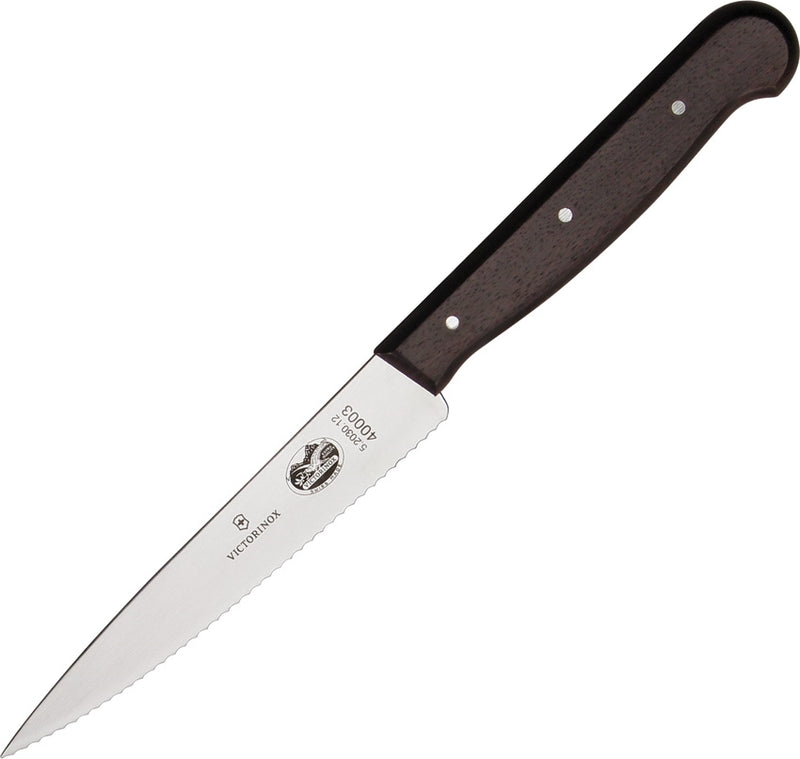 Victorinox Serrated Utility Fixed Knife 4.75" Stainless Steel Blade Rosewood Handle 5203012 -Victorinox - Survivor Hand Precision Knives & Outdoor Gear Store