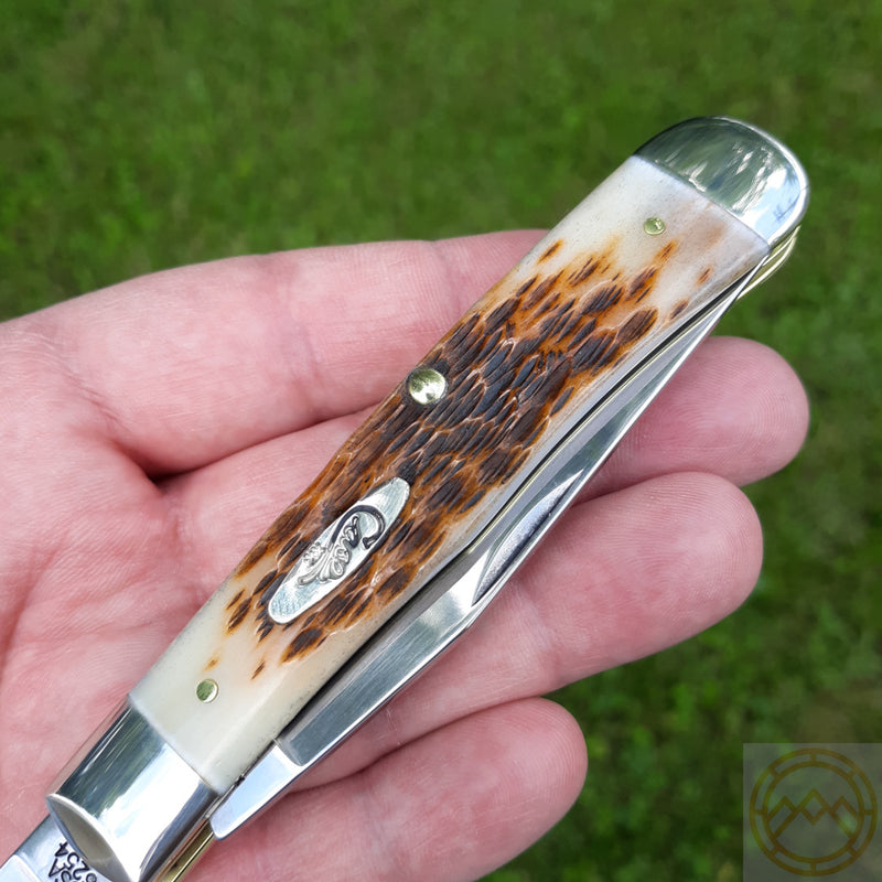 Case XX Cutlery Trapper Pocket Knife Carbon Steel Blades Amber Jigged Bone Handle 00163 -Case Cutlery - Survivor Hand Precision Knives & Outdoor Gear Store