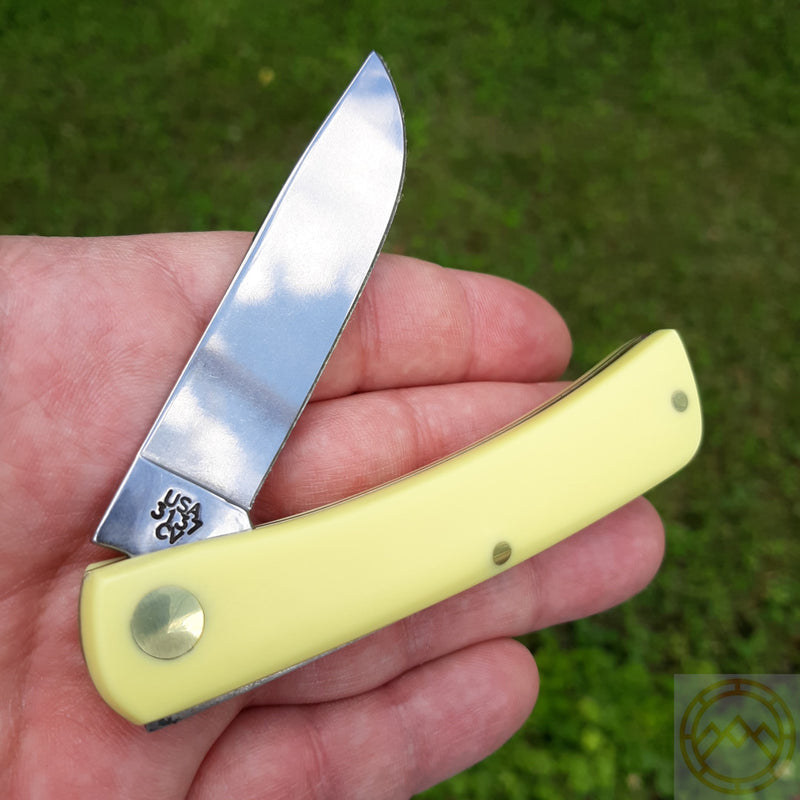 Case XX Sod Buster Jr Pocket Knife Carbon Steel Blade Yellow Synthetic Handle 00032 -Case Cutlery - Survivor Hand Precision Knives & Outdoor Gear Store
