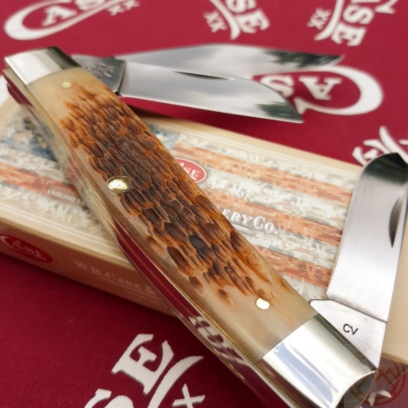 Case XX Jumbo Stockman Pocket Knife Carbon Steel Blades Amber Jigged Bone Handle 00204 -Case Cutlery - Survivor Hand Precision Knives & Outdoor Gear Store