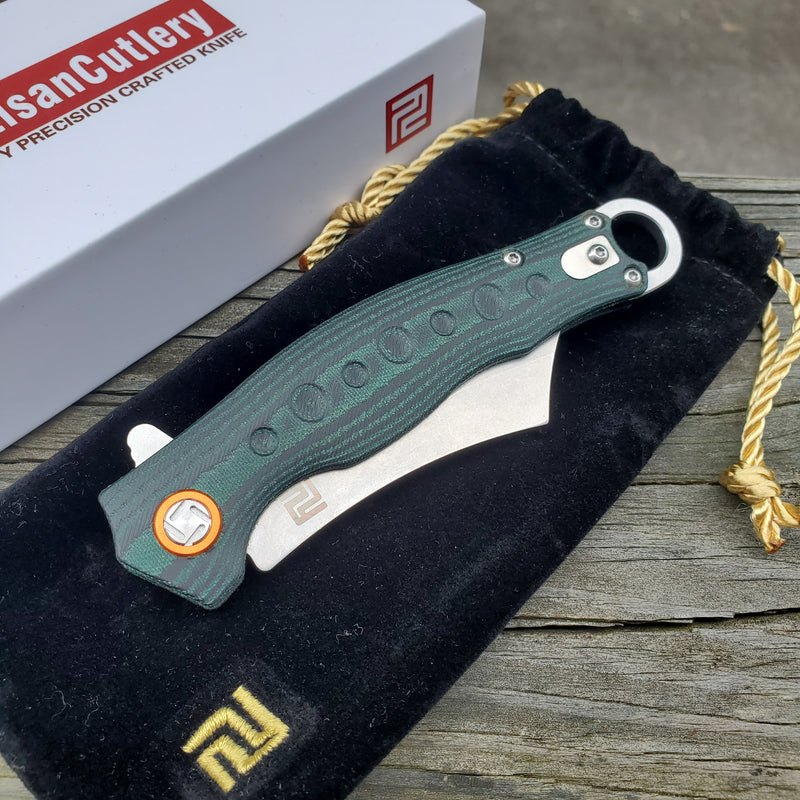 Artisan Cutlery Corsair Linerlock Folding Knife 2.88" D2 Tool Steel Blade Black/Green G10 Handle -Artisan Cutlery - Survivor Hand Precision Knives & Outdoor Gear Store