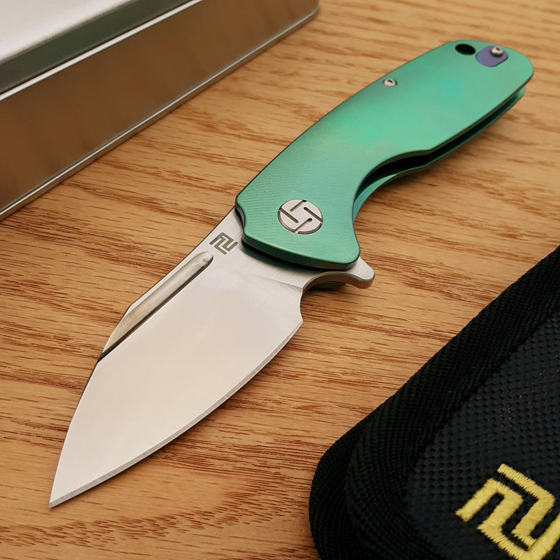 Artisan Cutlery Wren Framelock Folding Knife 3" S35VN Steel Blade Green Titanium Handle 1825GGNS -Artisan Cutlery - Survivor Hand Precision Knives & Outdoor Gear Store