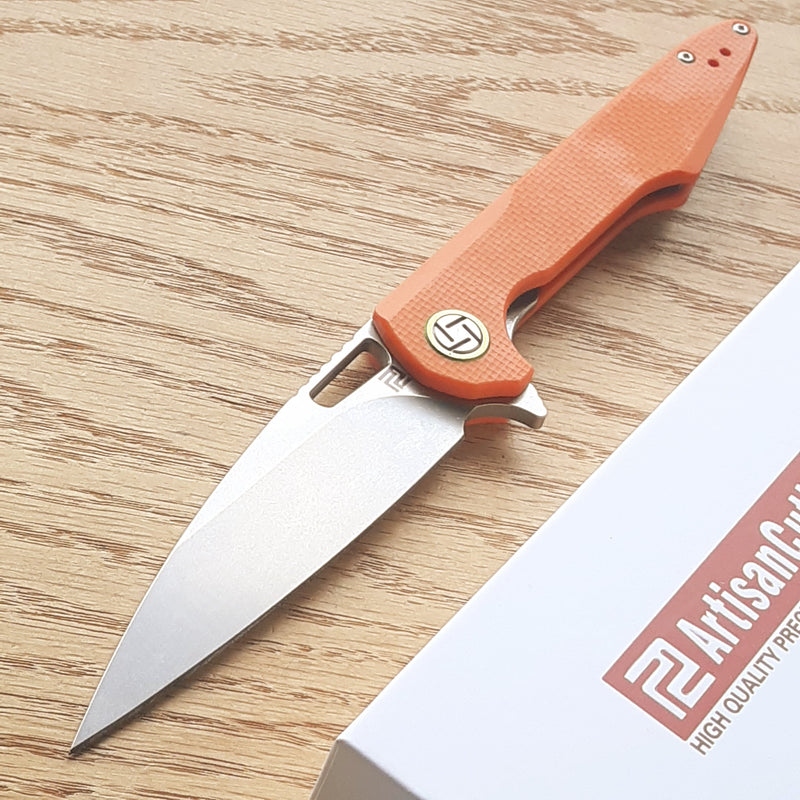 Artisan Cutlery Archaeo Linerlock Folding Knife 4" D2 Tool Steel Blade Orange G10 Handle 1821POEF -Artisan Cutlery - Survivor Hand Precision Knives & Outdoor Gear Store