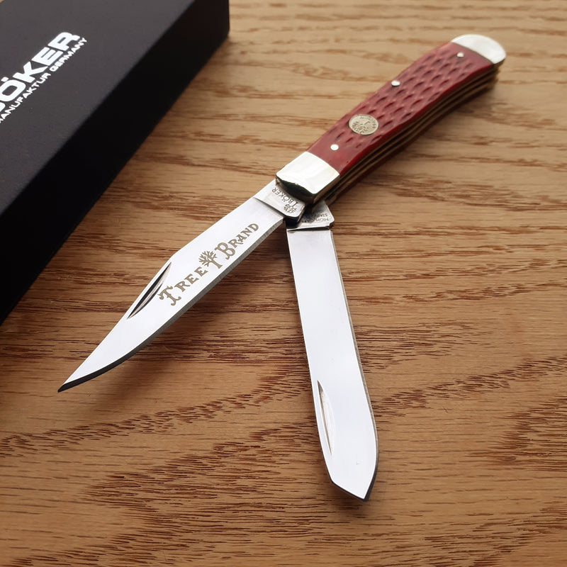 Boker Trapper Folding Knife Stainless Steel Blades Red Jigged Bone Handle 110747 -Boker - Survivor Hand Precision Knives & Outdoor Gear Store