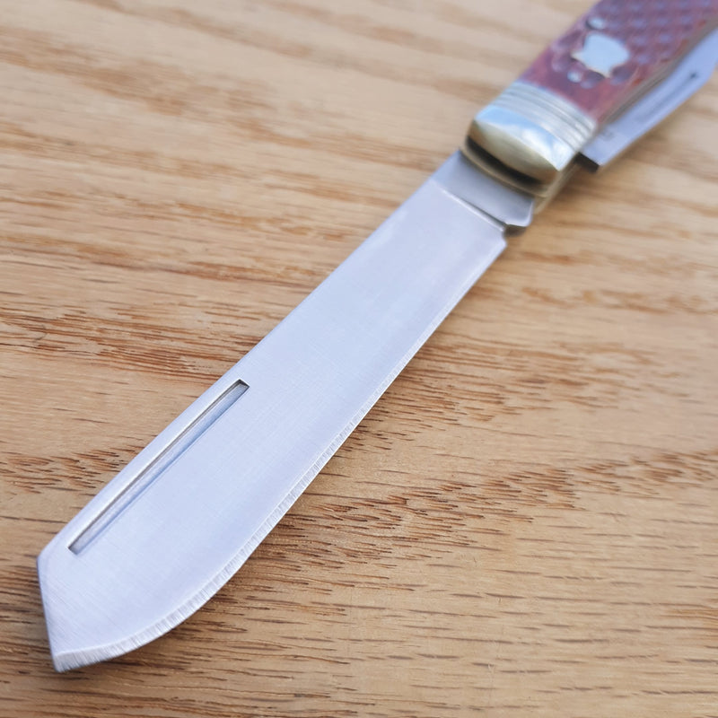 Boker Plus Double Lock Pocket Knife 440 Steel Blades Brown Jigged Bone Handle -Boker - Survivor Hand Precision Knives & Outdoor Gear Store