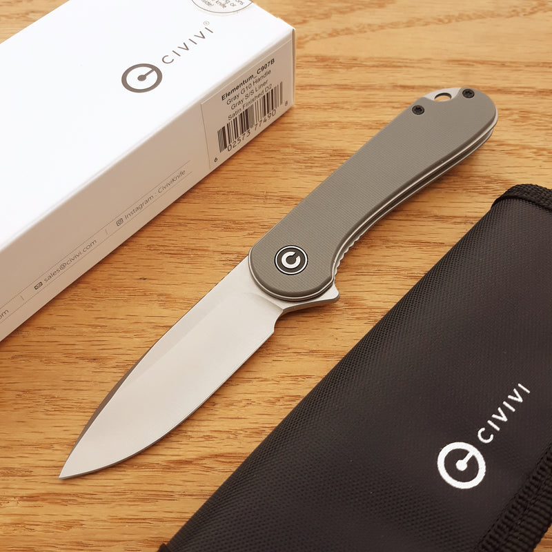 Civivi Elementum Linerlock Folding Knife 3" D2 Tool Steel Blade Gray G10 Handle C907B -Civivi - Survivor Hand Precision Knives & Outdoor Gear Store