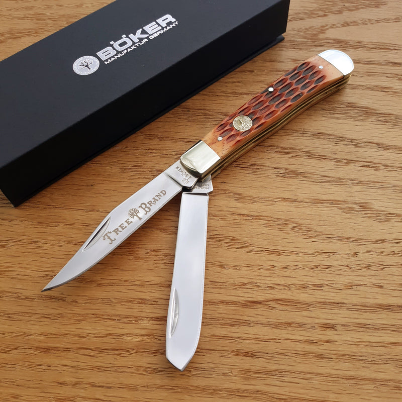 Boker Trapper Pocket Knife High Carbon Steel Blades Brown Jigged Bone Handle 110732 -Boker - Survivor Hand Precision Knives & Outdoor Gear Store