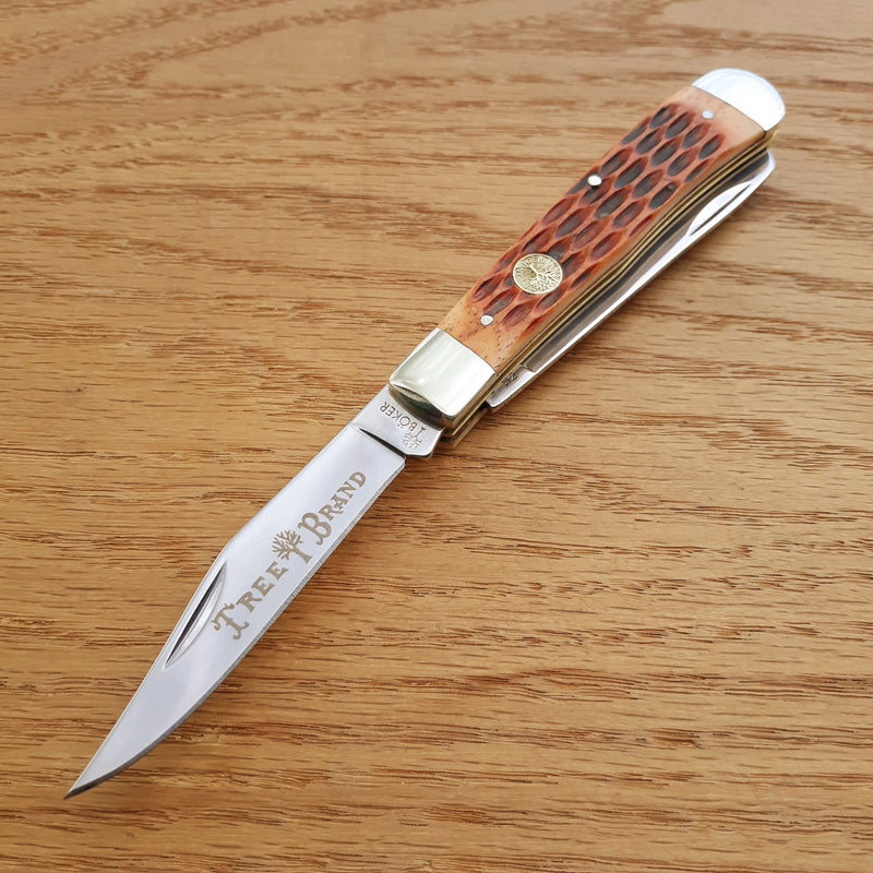 Boker Trapper Pocket Knife High Carbon Steel Blades Brown Jigged Bone Handle 110732 -Boker - Survivor Hand Precision Knives & Outdoor Gear Store