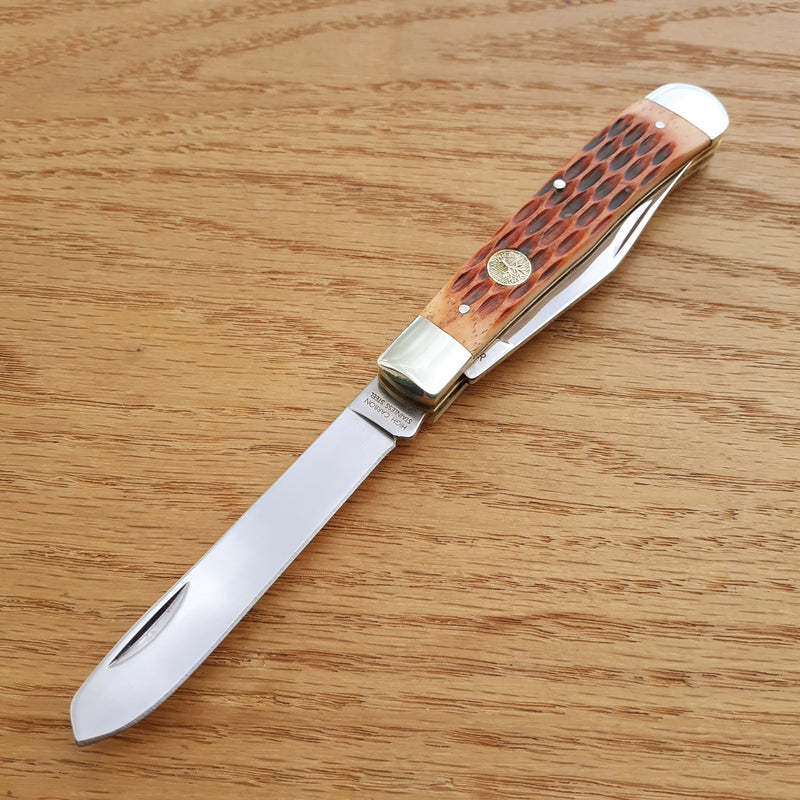 Boker Trapper Pocket Knife High Carbon Steel Blades Brown Jigged Bone Handle 110732 -Boker - Survivor Hand Precision Knives & Outdoor Gear Store