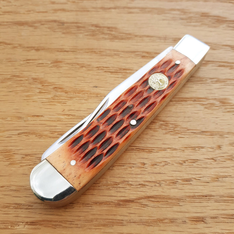 Boker Trapper Pocket Knife High Carbon Steel Blades Brown Jigged Bone Handle 110732 -Boker - Survivor Hand Precision Knives & Outdoor Gear Store