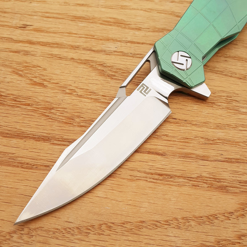 Artisan Cutlery Pangolin Framelock Folding Knife 4" S35VN Steel Blade Green Titanium Handle 1826GGNS -Artisan Cutlery - Survivor Hand Precision Knives & Outdoor Gear Store