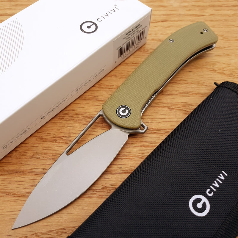 Civivi Rifle Linerlock Folding Knife 3.5" 14C28N Steel Blade Olive Micarta Handle C2024B -Civivi - Survivor Hand Precision Knives & Outdoor Gear Store