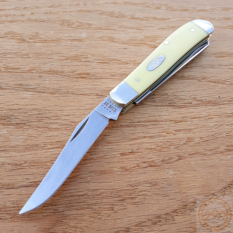 Case XX Mini Trapper Pocket Knife Stainless Blades Smooth Yellow Synthetic Handle 80029 -Case Cutlery - Survivor Hand Precision Knives & Outdoor Gear Store