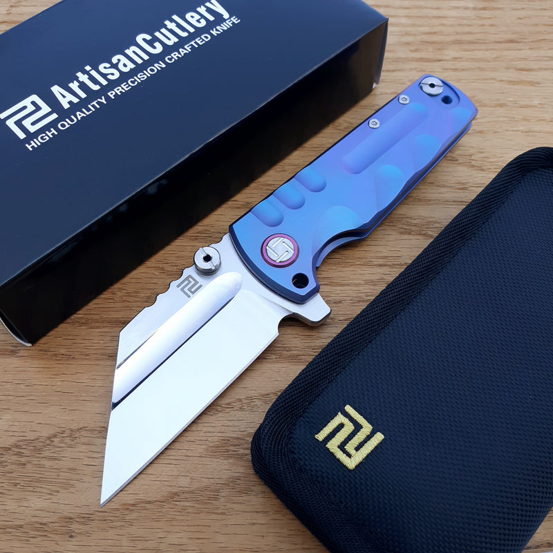 Artisan Cutlery Proponent Framelock Folding Knife 4" S35VN Steel Blade Blue Titanium Handle 1820GBUS -Artisan Cutlery - Survivor Hand Precision Knives & Outdoor Gear Store