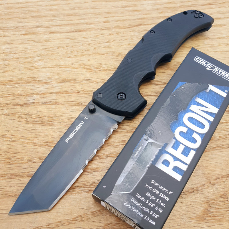 Cold Steel Recon 1 Folding Knife 4" S35VN Steel Blade Black Textured G10 Handle 27BTH -Cold Steel - Survivor Hand Precision Knives & Outdoor Gear Store